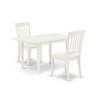 HomeStock 3-Piece Linen White Finish Rectangular Solid Wood Top With Butterfly Leaf Dining Table Set - 1 of 4