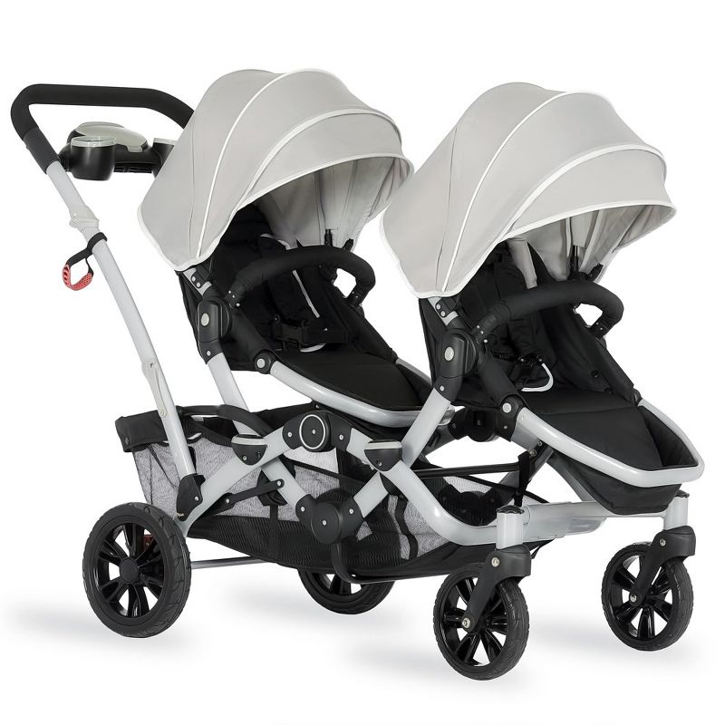Dream On Me Track Tandem Double Umbrella Stroller in Light Gray, 1 of 10