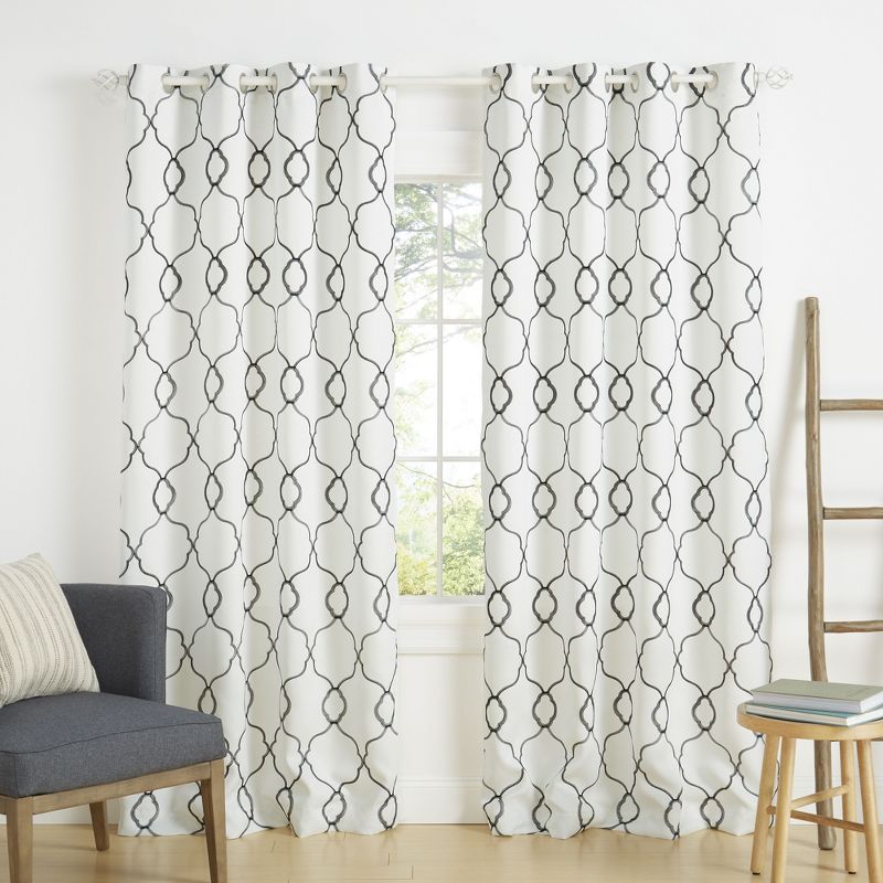 Exclusive Home Belmont Embroidered Room Darkening Blackout Grommet Top Curtain Panel Pair, 1 of 4