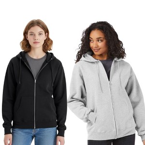 EG PRO Women's Hoodies Full Zip Hooded Sweatshirt Ultimate Cotton - 2 Pack - 1 of 4