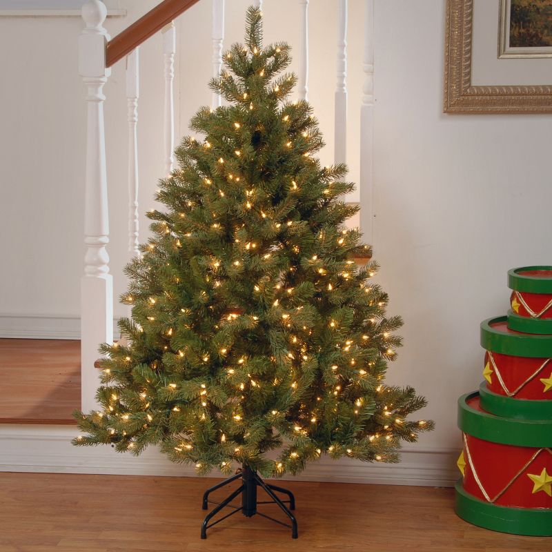 National Tree Company 4.5 ft Pre-Lit 'Feel Real' Artificial Full Downswept Christmas Tree, Green, Douglas Fir, White Lights, Includes Stand, 3 of 8