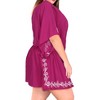 LA LEELA women's Vacation Casual Swim Holiday Beachwear Summer Beach Dress Plus Size Casual Swimsuit Cover Ups for Women 3X-4X Pink, Solid - 2 of 4
