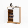 Yukimo 39"H Shoe Cabinet - Freestanding Particle Board Shoe Storage Organizer, Adjustable Shelves, Natural Finish for Entryway/Hallway - 2 of 4