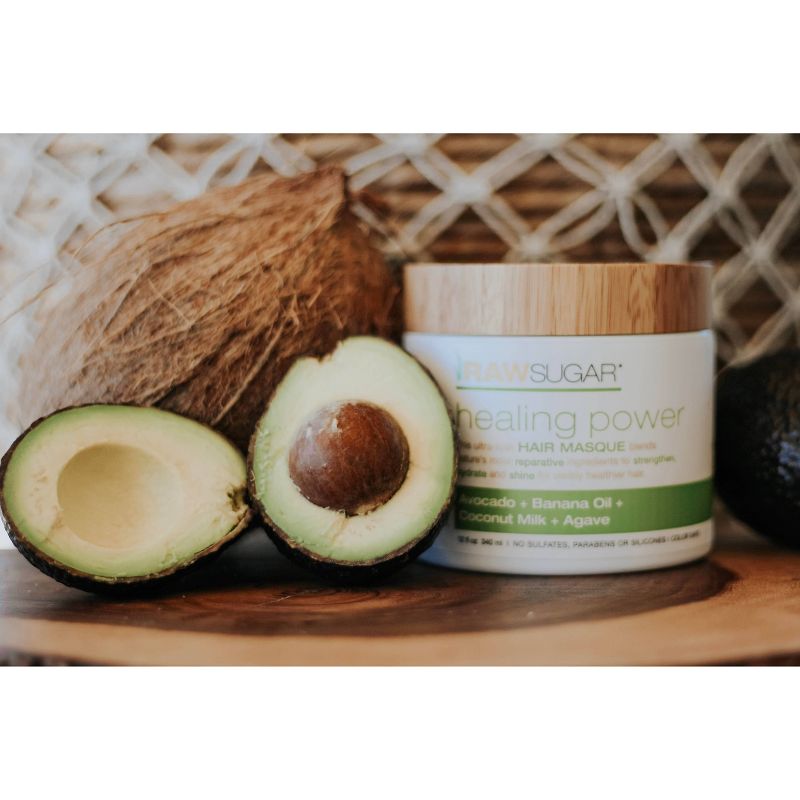 Raw Sugar Healing Power Hair Masque Avocado Oil + Banana + Coconut Milk + Agave - 12 fl oz, 6 of 13