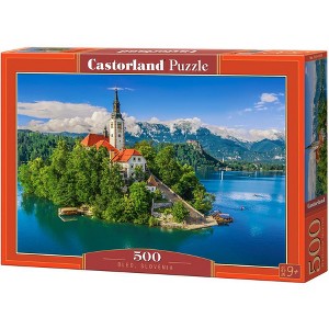 500 Piece Jigsaw Puzzle, Bled, Slovenia, Historic church, Lake view, Alps landscape, Adult Puzzle, Castorland B-54114 - 1 of 4