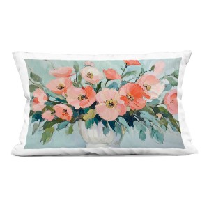 Stupell Industries Pink Flower Arrangement over Green Indoor Pillow 14 x 20 - 1 of 3