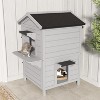 Heynemo Outdoor Cat House for Multiple-Cats Wooden Cat Shelter with Weatherproof Roof, Easy Access & Ventilation, Large Pet Catio for Cat - 3 of 4