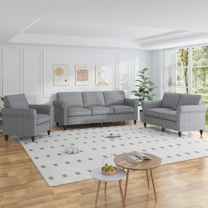 Mjkone 3-Piece Living Room Set,3-Seater Sofa Couch&Loveseat Sofa&Single Sofa Chair - 1 of 4