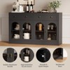 55 Inch Farmhouse Sideboard with 4 Acrylic Doors & 2 Drawers, Large Storage Buffet Cabinet for Dining Room, Living Room - 4 of 4