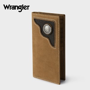 Wrangler Slim Wallet Front Pocket Genuine Leather RFID Blocking, Silver Concho - 1 of 4