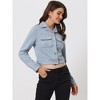 INSPIRE CHIC Women's Casual Faux Suede Notched Collar Button Up Cropped Jacket with Pockets - 3 of 4