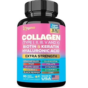 Zoyava Collagen Pills Peptides Types I, II, III, V & X 64,000 MCG, All in One Supplement, 90 ct - 1 of 4