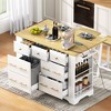 Vynxaria 51"W Kitchen Island - 6 Drawers, Pull-Out Trash Cabinet for Kitchen/Dining Room,White - 4 of 4