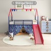 KWPZQEB Twin Size Loft Bed w/ Pennant Banner Flag and Star Stickers, Metal Loft Bed with Safety Guardrail & Ladders, No Box Spring Required - 2 of 4