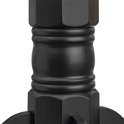 Matte Black Rubberwood Farmhouse Dining Set with 4 Chairs