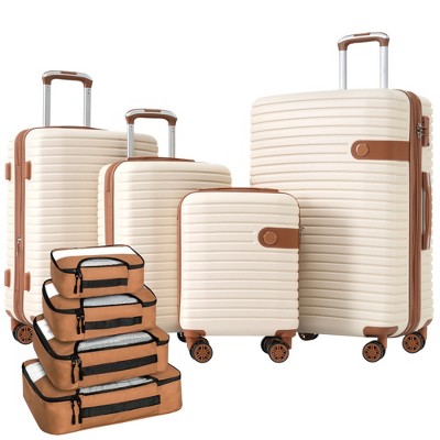 YONWAY 4 Piece Luggage Set, ABS Hard Shell Lightweight Expandable Travel Luggage with 4 Packing Cubes, TSA Lock, Spinner Wheels for Men Women