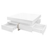 CAVINAS High Gloss Coffee Table with 4 Drawers, Multi-Storage Square Cocktail Tea Table with Wood Grain Legs - 4 of 4