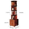 PDTEND 5-Tier 360° Rotating Corner Bookcase with Double Door Drawer for Small Spaces in Bedroom or Living Room - 2 of 4