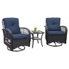 3-Piece Wicker Rocker Swivel Patio Accent Chair Set Of 2,Glass Top Side Table,Modern Arm Chair With Cushion,Patio Chairs Outdoor -Maison Boucle - 2 of 4