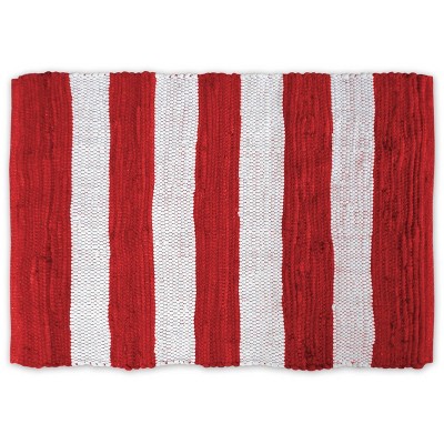 Design Imports Rugby Stripe Chindi - Red & White - 4 X 6 Ft