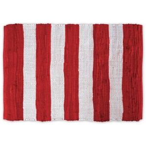 Design Imports Rugby Stripe Chindi - Red & White - 4 X 6 Ft - 1 of 2