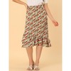 Allegra K Women's Summer Floral Elastic Waist High Low Ruffle Hem Midi Skirts - 2 of 4