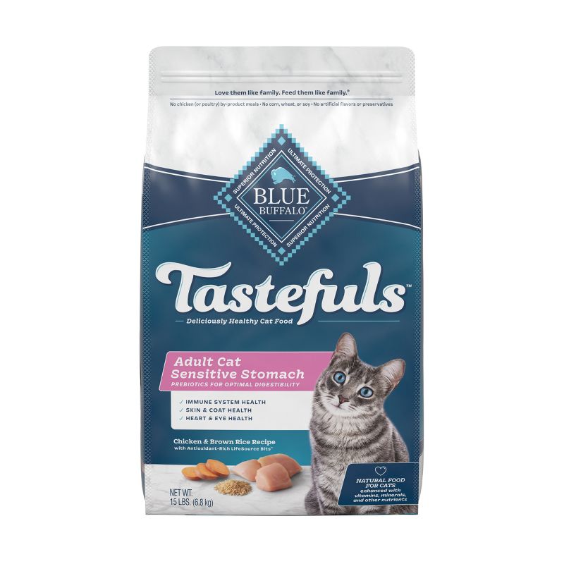 Blue Buffalo Tastefuls with Chicken Sensitive Stomach Natural Adult Dry Cat Food - 15lbs, 1 of 7