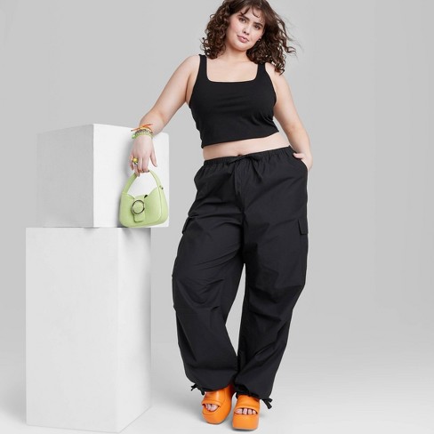 Women's Low-rise Parachute Cargo Pants - Wild Fable™ Black Xxl : Target