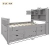 Platform Bed with Bookcase Headboard, Solid Wood Captain Bed Frame with Storage Drawers & Shelves for Bedroom-3irtyhousy - 4 of 4