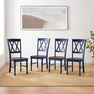 Crosley Shelby 4pc Dining Chair Set Navy: Traditional Design, Rubberwood Frame, X-Back - 1 of 4
