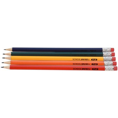 School Smart No 2 Pencils, Hexagonal with Latex-Free Erasers, Assorted Body Colors, Pack of 144