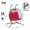 Double Egg Chair With Stand,Hanging Wicker Rattan Basket Egg Chair With Cushion,Egg Chair 2 Seater,Egg Chairs For Patio-Cuddlewood - 4 of 4