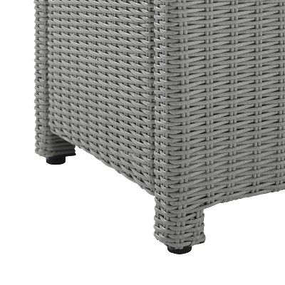 Bradenton Gray Wicker Outdoor Coffee Table with Glass Top