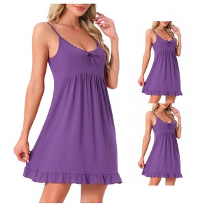 INSPIRE CHIC Women's Nightdress Soft Comfy Sleepwear Loungewear Nightgown Spaghetti Strap Scoop Nightdress - 1 of 4