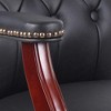 Gulches Black leather Chair Ergonomic Mid-Back Executive Side Chair with Padded Seat/Arms, Button Tufted, Mahogany Wood & Brass Nail Trim (275 LBS) - 4 of 4