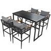 Iron Outdoor Dinner Set with Acacia Wood Handrails for Patio, Balcony or Backyard,Black - ModernLuxe - 4 of 4