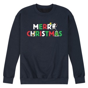 Men's - Peanuts - Snoopy and Woodstock Merry Christmas Graphic Fleece Sweatshirt - 1 of 4