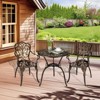 3 Piece Outdoor Bistro Set, Cast Aluminum Patio Table and Chairs Set of 2, All-Weather Bistro Table Set with Umbrella Hole for Backyard, Balcony, - 3 of 4