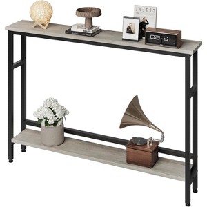5.9" Slim Console Table, 2 Tier Narrow Sofa Table with Adjustable Shelf, Space-Saving Behind Couch Table for Living Room, Entryway - 1 of 4