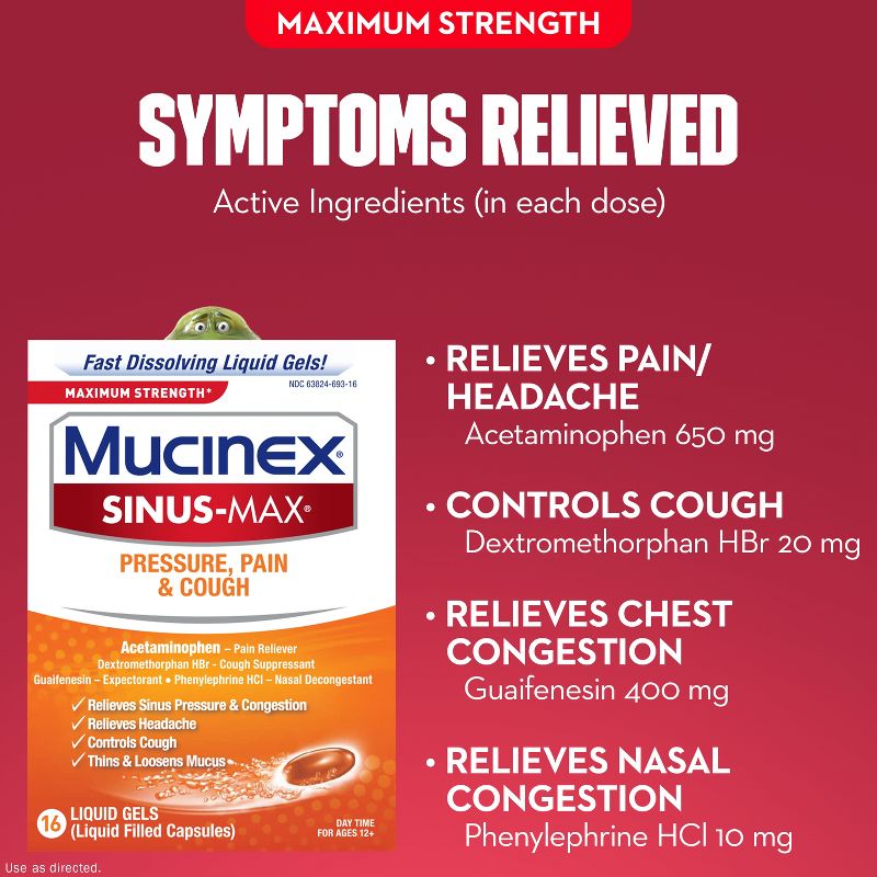 Mucinex Sinus Medicine - Liguid Gels - 16ct, 6 of 11