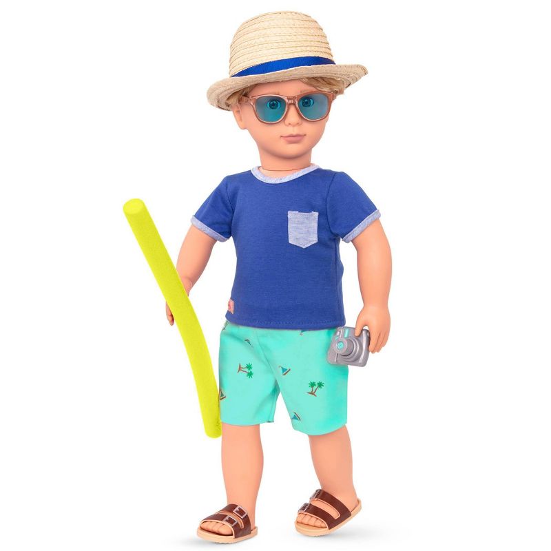 Our Generation 18&#34; Boy Doll Swimsuit Outfit with Pool Noodle - By the Beach, 3 of 8