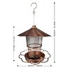 phiestina Bird Feeder with Lid, Heavy-Duty Metal, Petals-Shaped Roof, 360° Feeding Ports, Bronze - 2 of 4