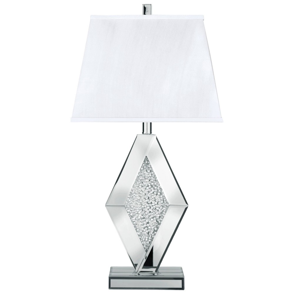 Photos - Floodlight / Street Light Signature Design by Ashley Prunella Mirror Table Lamp Silver : Crystal Acc