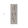 HomeRoots 19" X 6" Gray and Brown Handcrafted Joy Metal Wall Decor - 3 of 4