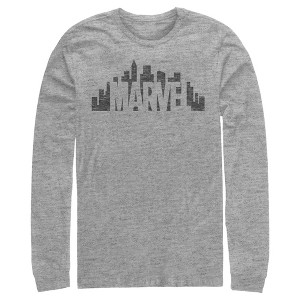Men's Marvel Logo Skyline Long Sleeve Shirt - 1 of 4