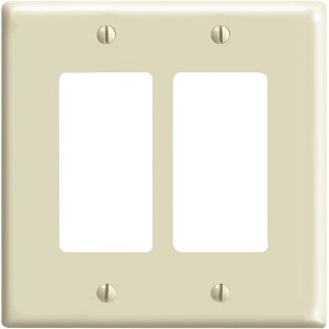 Leviton Mid-Way 2-Gang Smooth Plastic Rocker Decorator Wall Plate, Ivory - 1 of 1