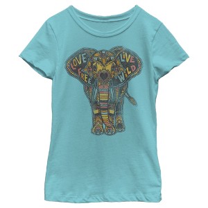 Girl's Lost Gods Elephant Love Free Live Wild T-Shirt - 1 of 4