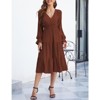 Coolmee Women's Bohemian Dress Casual Long Sleeve V Neck Dress Floral Flowy Maxi Dresses Tiered Cocktail Dress - 3 of 4