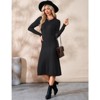 Coolmee Women's Long Sleeve Sweater Dress Fall Crewneck Ribbed Knit Pleated A Line Wedding Guest Maxi Dresses - 4 of 4