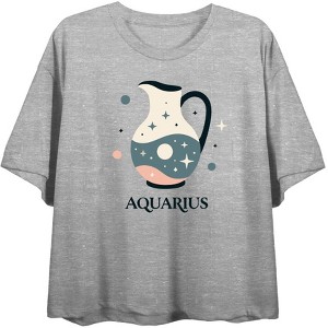 Aquarius Zodiac Pitcher With Water Adult Crew Neck Short Sleeve Tee - 1 of 3